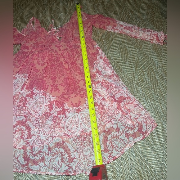 Free People Women's Penny Lover Cold Shoulder Orange Paisley Dress,Size M - Picture 9 of 14